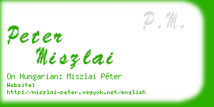 peter miszlai business card
